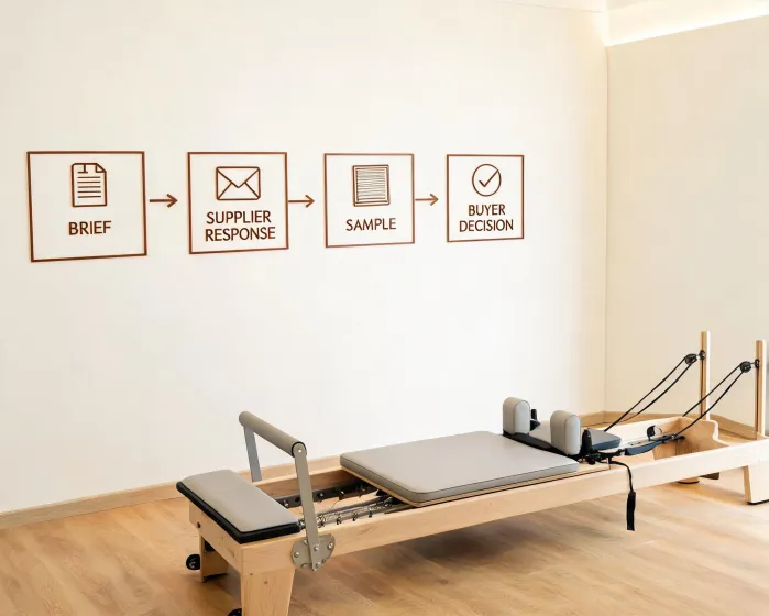 Buyer-side route map from Pilates reformer brief to supplier quotation