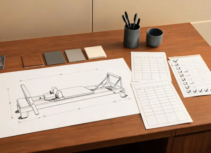 Procurement desk comparing custom Pilates reformer specifications